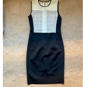 Unique style black and white dress.